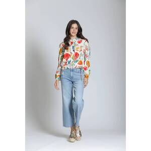 NEW APNY seashell print woven shirt in hot coral multi